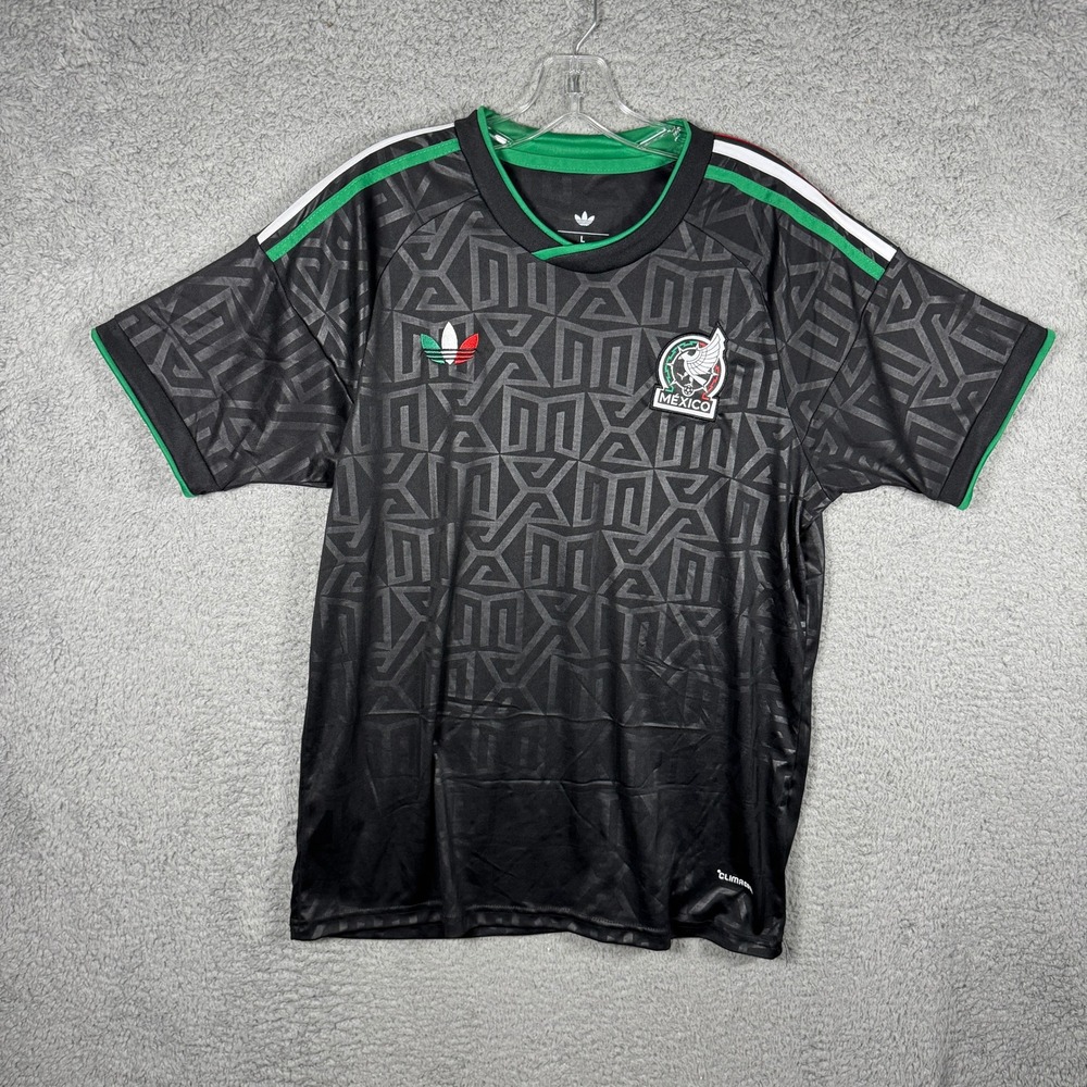 Adidas Mexico National Team Soccer Jersey Black Aztec Pattern Men Large L
